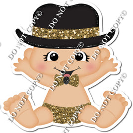 Light Skin Tone Boy with Top Hat - Gold -