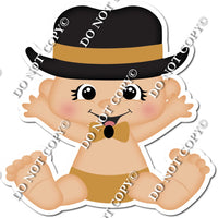 Light Skin Tone Boy with Top Hat - Gold - w/ Variants