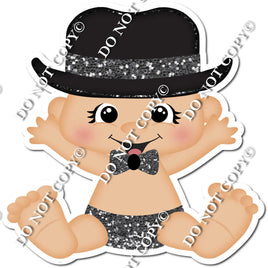 Light Skin Tone Boy with Top Hat - Silver - w/ Variants