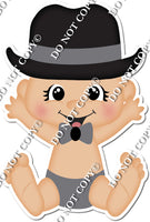 Light Skin Tone Boy with Top Hat - Silver - w/ Variants
