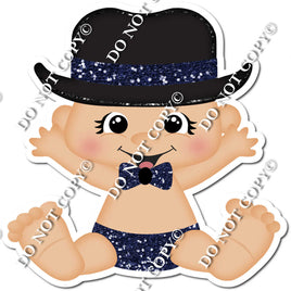 Light Skin Tone Boy with Top Hat - Navy Blue -