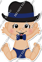 Light Skin Tone Boy with Top Hat - Navy Blue - w/ Variants