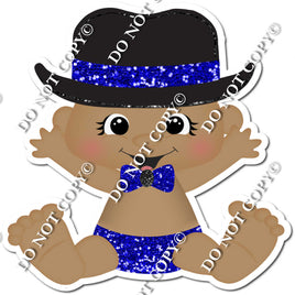 Dark Skin Tone Boy with Top Hat - Blue -