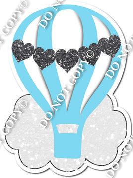 Cloud & Hot Air Balloon - Baby Blue with Hearts w/ Variants