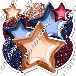 Rose Gold, Navy, Burgundy Balloon & Star Bundle