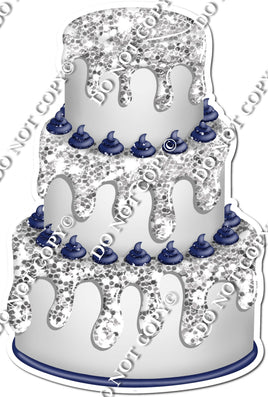 Light Silver Cake with Navy Blue Dollops