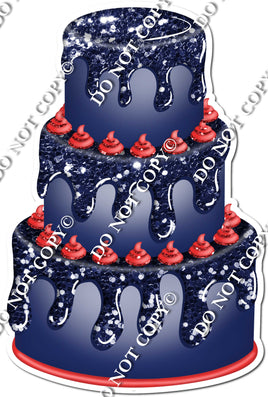 Navy Blue Cake with Red Dollops