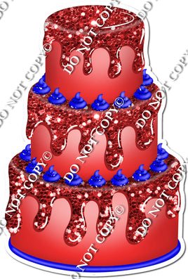 Red Cake with Blue Dollops