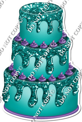 Teal Cake with Purple Dollops