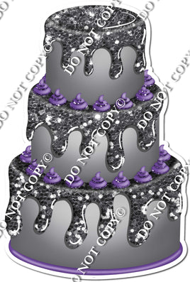 Silver Cake with Purple Dollops