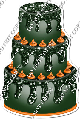 Hunter Green Cake with Orange Dollops