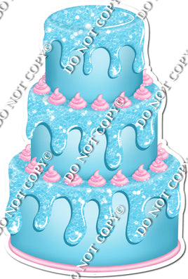 Baby Blue Cake with Baby Pink Dollops