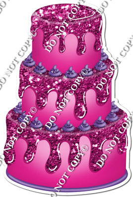 Hot Pink Cake with Purple Dollops