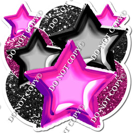 Black & Hot Pink Balloon & Star Bundle