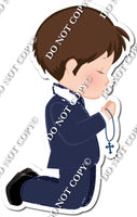 Light Skin Tone Brown Hair Communion Boy Kneeling w/ Variants