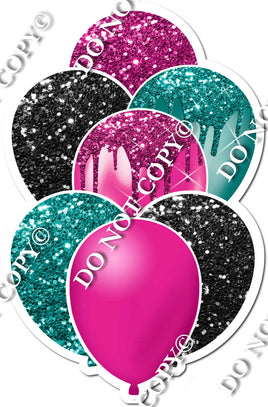 Black, Pink, & Teal Balloon Bundle