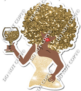 Dark Skin Tone Girl - Gold Dress