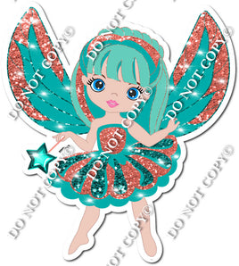 Light Skin Tone Fairy - Teal & Orange