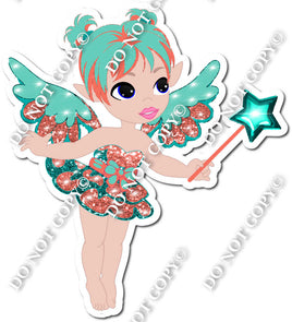 Light Skin Tone Fairy - Mint & Orange - On Tip Toes