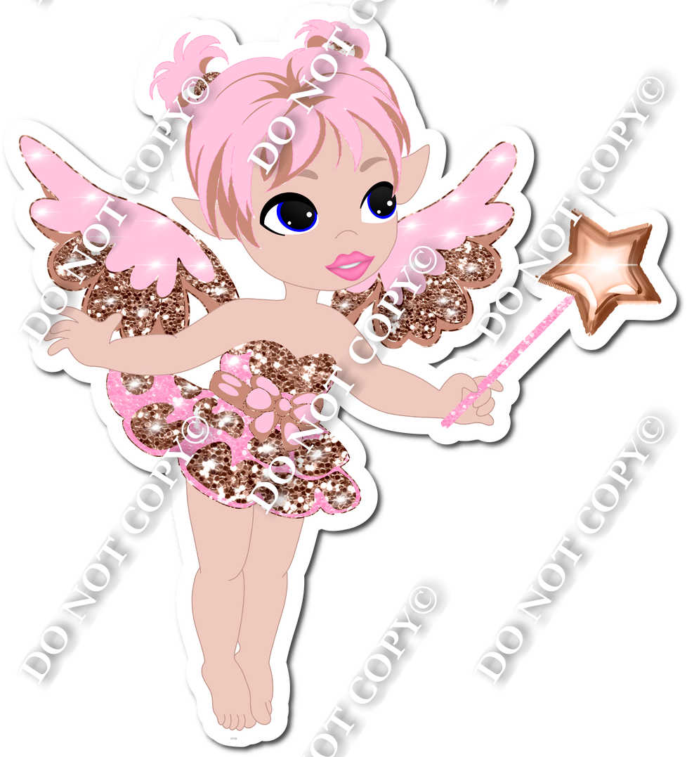 Light Skin Tone Fairy - Rose Gold & Baby Pink - On Tip Toes w/ Variant|  Sign Swag USA