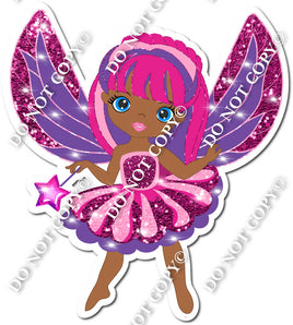 Dark Skin Tone Fairy - Hot Pink & Purple