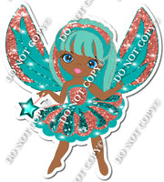 Dark Skin Tone Fairy - Teal & Orange w/ Variants