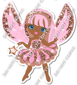 Dark Skin Tone Fairy - Baby Pink & Rose Gold