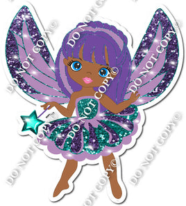Dark Skin Tone Fairy - Teal & Purple