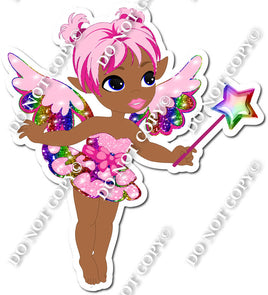 Dark Skin Tone Fairy - Rainbow - On Tip Toes