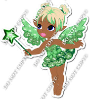 Dark Skin Tone Fairy - Green - On Tip Toes w/ Variants