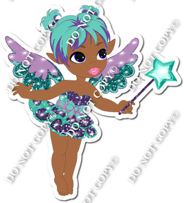 Dark Skin Tone Fairy - Lavender & Teal - On Tip Toes