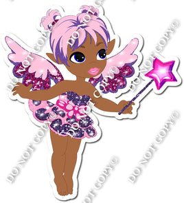 Dark Skin Tone Fairy - Pink & Purple - On Tip Toes