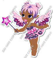 Dark Skin Tone Fairy - Pink & Purple - On Tip Toes w/ Variants