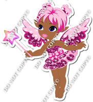 Dark Skin Tone Fairy - Hot Pink & Baby Pink - On Tip Toes w/ Variants