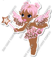 Dark Skin Tone Fairy - Rose Gold & Baby Pink - On Tip Toes w/ Variants