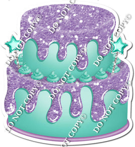 2 Tier Mint Cake & Dollops, Lavender Drip