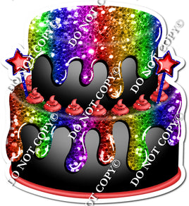 2 Tier Black Rainbow Cake