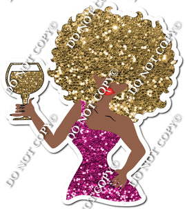 Dark Skin Tone Girl - Hot Pink Dress Dress