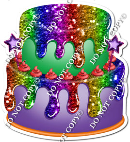 2 Tier Rainbow Drip Cake