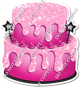 2 Tier Hot Pink & Baby Pink Cake