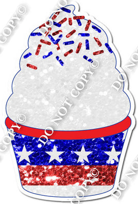 Sparkle American Flag Cupcake