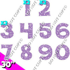 30" - 13 pc XL KG Lavender Sparkle - 0-9 Number Set