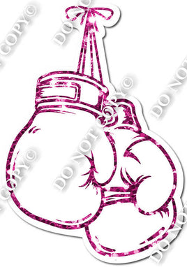 Outlined Hot Pink Sparkle Boxing Gloves