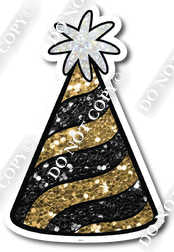 Small Gold & Black Sparkle Party Hat