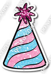 Small Light Pink & Light Blue Sparkle Party Hat