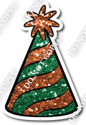 Small Green & Orange Sparkle Party Hat