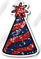 Small Blue & Red Sparkle Party Hat