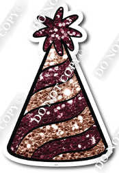 Small Rose Gold & Maroon Sparkle Party Hat