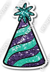 Small Purple & Teal Sparkle Party Hat