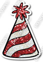 Small White & Red Sparkle Party Hat